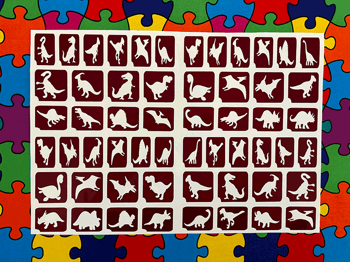 Dinosaur theme stencil sheet